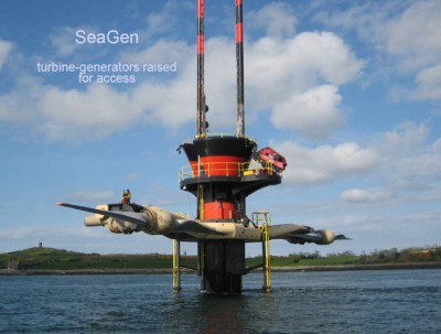 SeaGen photo SeaGen 1.2 MW tidal turbine at Strangford Lough, N. Ireland