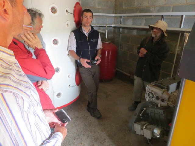 Learning about a 90kW biomass woodchip boiler on an Exmoor farm