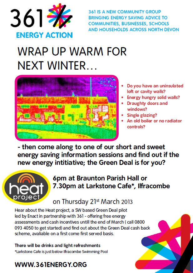 Heat Project events at Braunton and Ilfracombe on Thursday March 21st